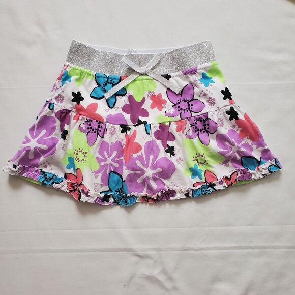 Basic Editions Kids Girls Floral Glitter Waistband Ruffle Hem Skirt Sz M/M (7/8) - Picture 7 of 12